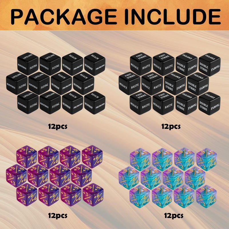 LAMJAM 48 Pieces Keywords MTG Dice Counters Plus 1 Life Counter Dice Abilities Creature Stats Buff Tokens Dice Set for Magic The Gathering, MTG, TCG, Card Games Accessories - Image 3